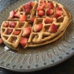 Homemade Waffles topped with strawberries