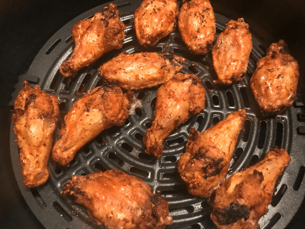 chicken wing pieces done in air fryer basket