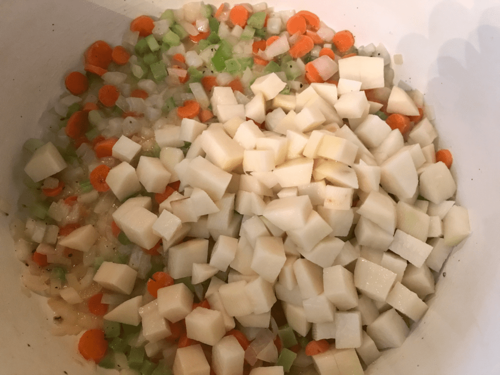 Potatoes added to veggies