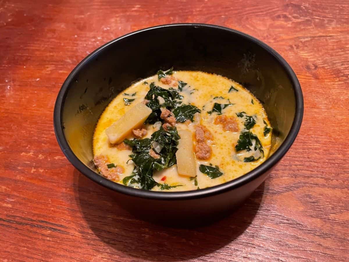 served zuppa toscana in a bowl