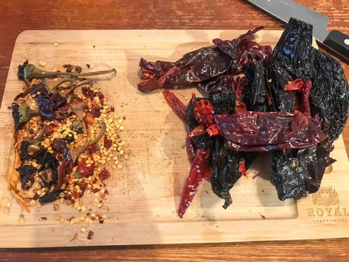 Dried Chilis stems and seeds removed