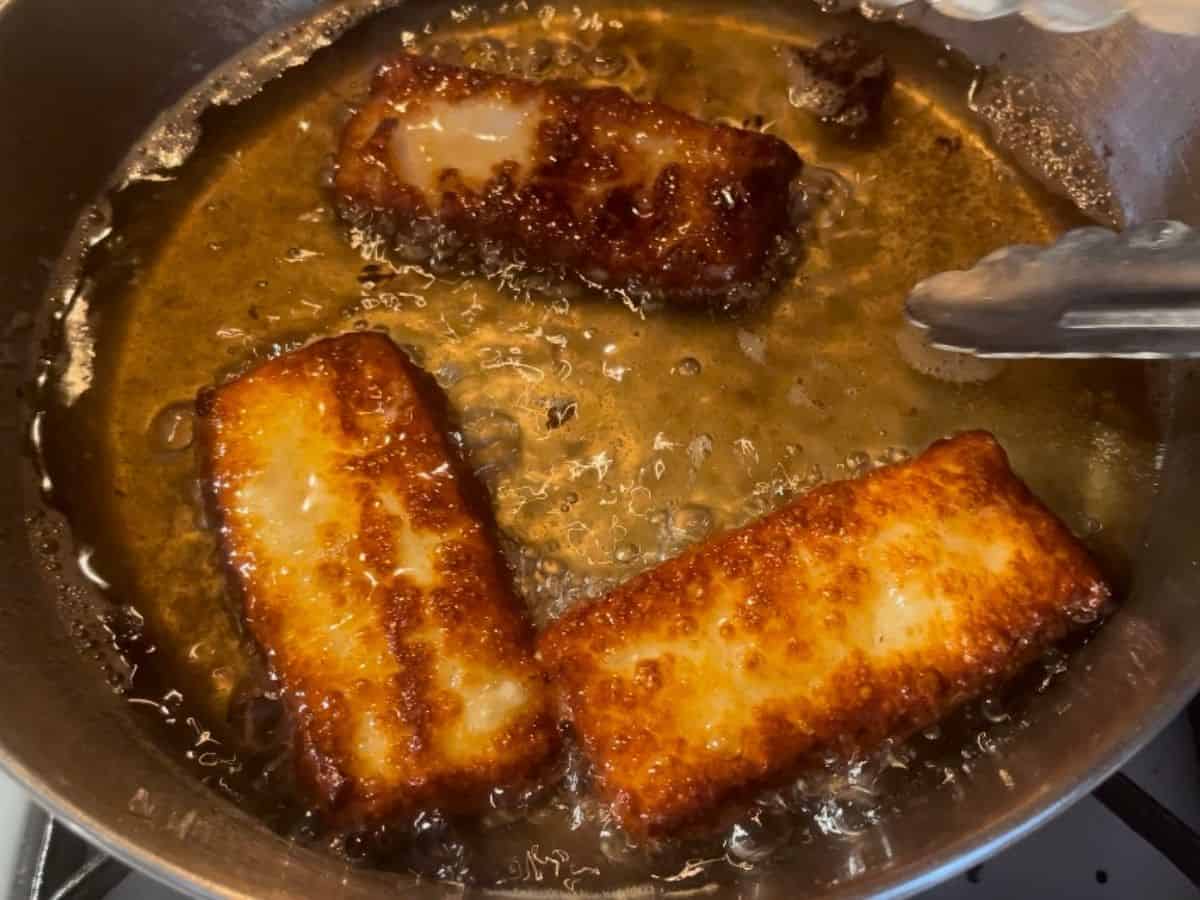 fried cheese in hot oil