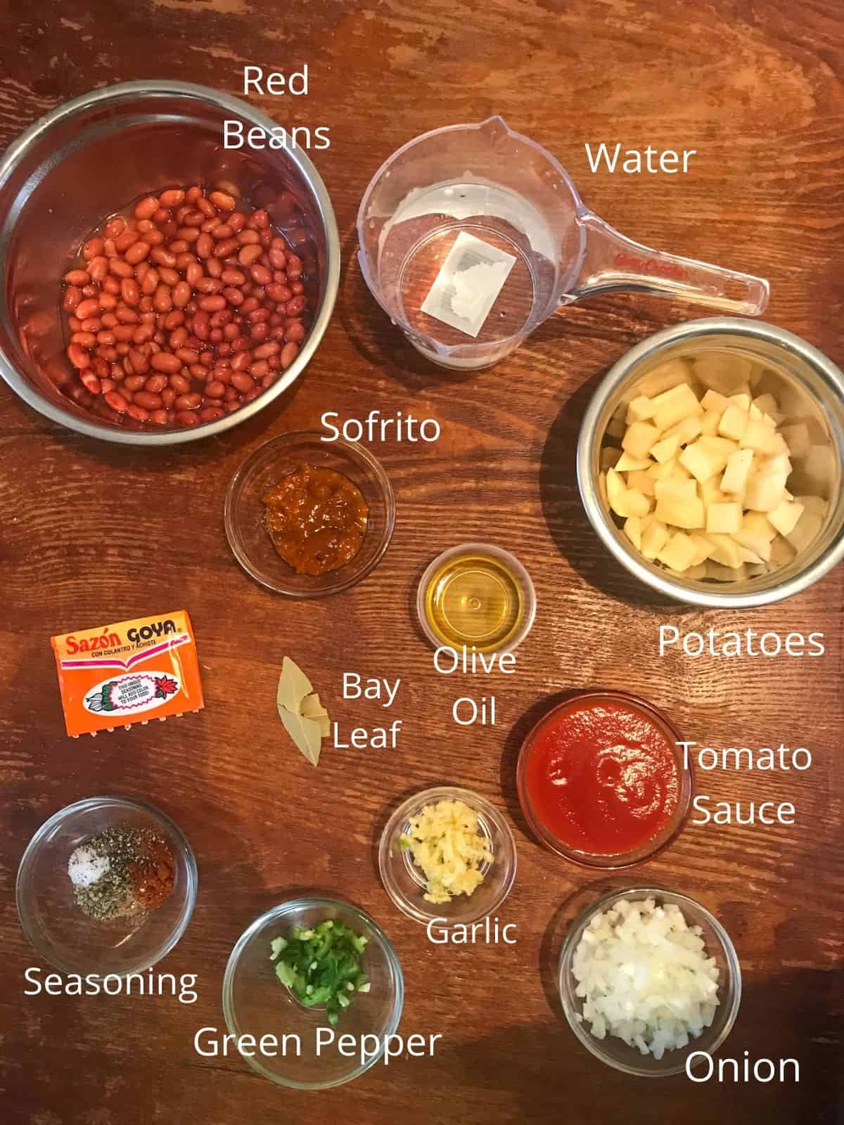 Puerto Rican Style Red Beans Ingredients