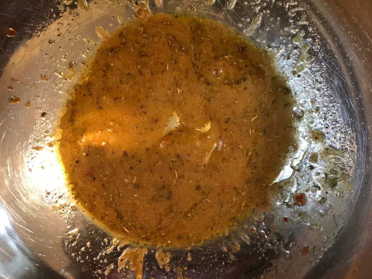 marinade ingredients mixed in a mixing bowl