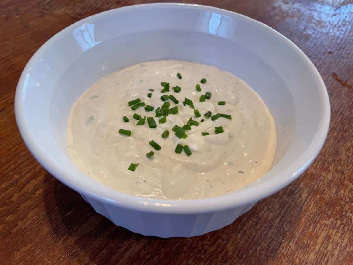 horseradish sauce in a white bowl